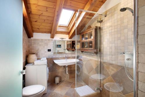 a bathroom with a toilet and a sink and a shower at Pelòt-de la Masse in Aosta