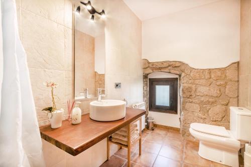 a bathroom with a sink and a toilet at El Puig De Fonollet in Puigreig