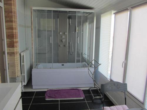 y baño con ducha y bañera. en Aude Cité-City, en Carcassonne