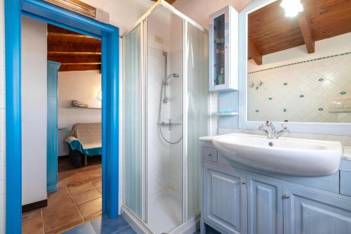 a bathroom with a sink and a shower at Villa Sofia in Cuile Pazzoni