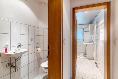 a bathroom with a toilet and a sink at Brumichelhof in Bad Peterstal-Griesbach