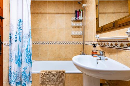 a bathroom with a sink and a bath tub at Los Arcos in Alcossebre