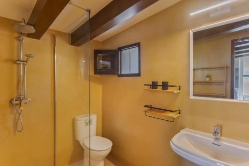a bathroom with a toilet and a sink at Can Vital 1 in Illes Balears