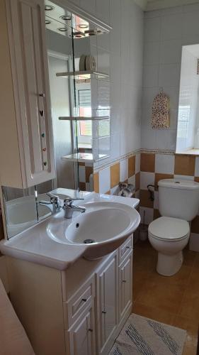 a bathroom with a sink and a toilet at Finca El Carbayal in El Campo