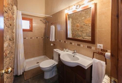 a bathroom with a sink and a toilet and a shower at Cal Marti in Farena