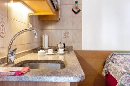 a kitchen with a sink and a counter top at cèsa Maria Suen in Canazei