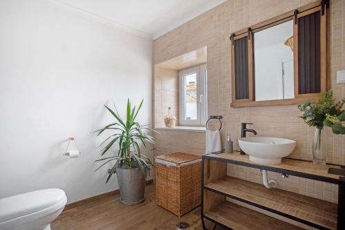 ein Badezimmer mit Waschbecken und Toilette in der Unterkunft Vila River Sublime in Valada