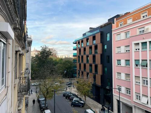 a view of a street in a city with buildings at Lisbon City Center Apartment in Lisbon