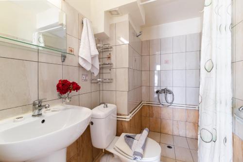 a bathroom with a toilet and a sink at Nikiana Club - Studio 3 in Nikiana