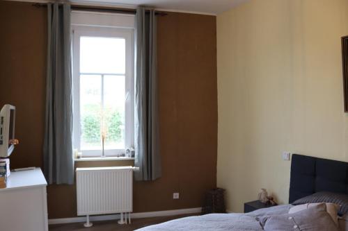 a bedroom with a bed and a window at Ferienwohnung Harz Idylle 2 in Güntersberge
