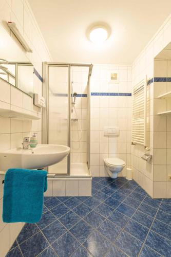 a bathroom with a sink and a toilet at Appartment Isabelle Terra in Lake Pressegg