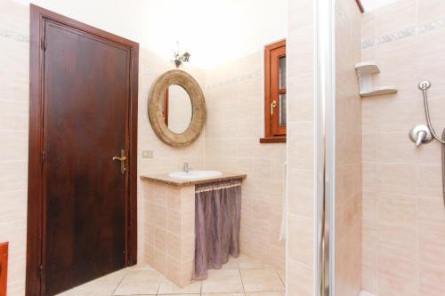 a bathroom with a sink and a mirror at mirtagru casa dell'olivastro in Agrustos