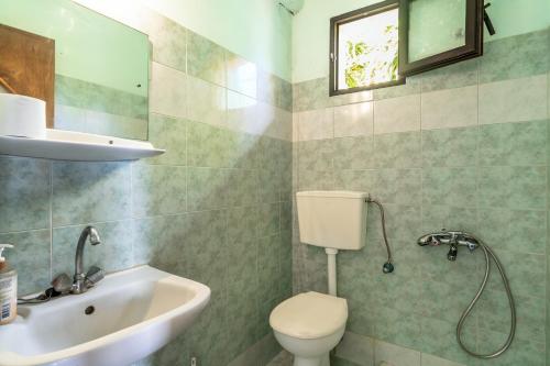 a bathroom with a toilet and a sink at Vangelis studio 1 in Kefalonia