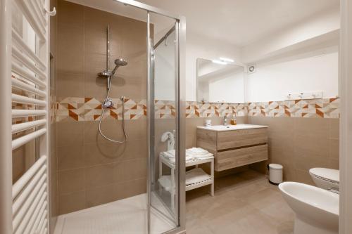 a bathroom with a shower and a sink at Al Cornelio in Orvieto