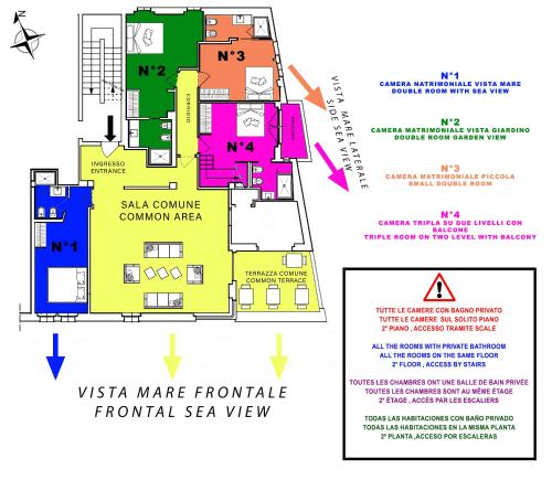a schematic diagram of a typical sea view at Affittacamere Lo Scoglio in Monterosso al Mare