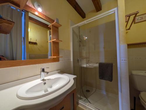 a bathroom with a sink and a shower at Domaine De Chante-Oiseau - 28 pers in Theil-Rabier