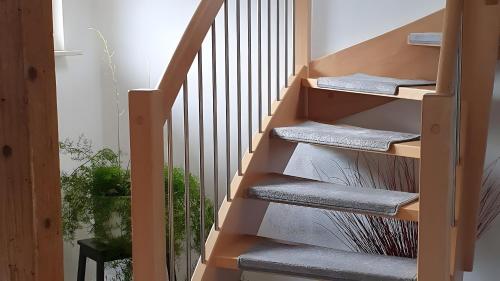 a set of stairs with towels on them at Fewo Drei Gleichen Nr 1 in Wandersleben