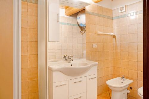 a bathroom with a sink and a toilet at Carlina Tano di Grich in Cesani