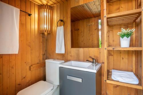 a bathroom with a toilet and a sink at Villa Ca Na Campins in Campanet