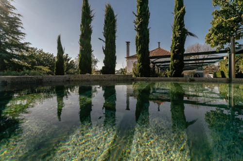 a pool of water with trees and a house in the background at W430 Guimarães in Guimarães