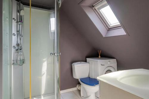 a bathroom with a toilet and a shower and a sink at Escale Glamour et Chic in Niederbronn-les-Bains