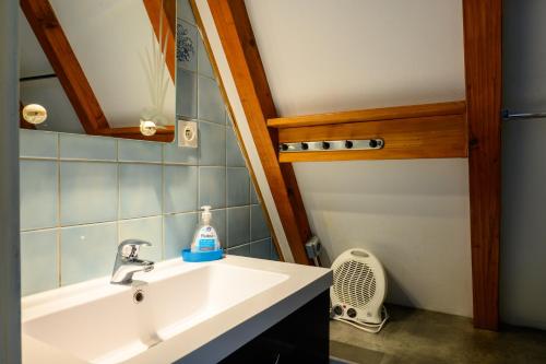a bathroom with a sink and a mirror at Gite Riesling n°5 à Kaysersberg in Kaysersberg