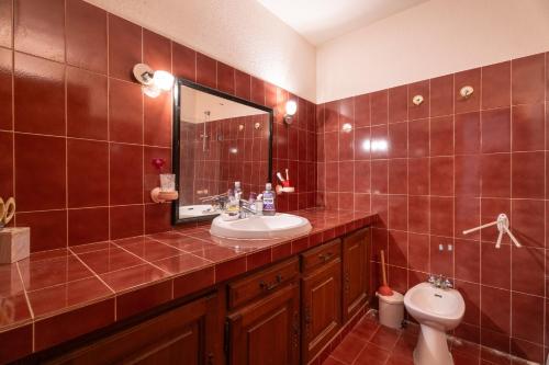 a bathroom with a sink and a toilet at Villa Arbre de Vie in La Crau