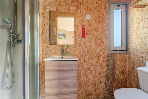 a bathroom with a sink and a mirror at Quintinha Da Aldida - Gerês in Vieira do Minho
