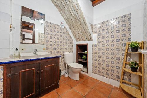 a bathroom with a toilet and a sink at Casa Rural Benjamin en Deltebre in Deltebre