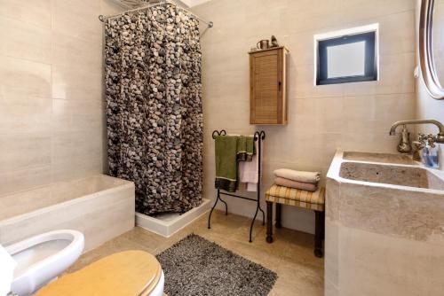 a bathroom with a tub and a sink and a shower at Quinta O Refúgio in Azambuja