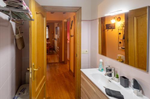 a bathroom with a sink and a mirror at Matxingonea 2 in Urdax