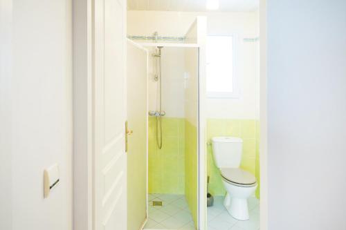 a bathroom with a toilet and a shower at Appartement au pays basque in Ahetze