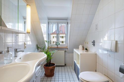 a bathroom with a sink and a toilet at Ferienwohnung F Bolanz 1 in Auggen