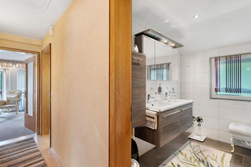 a bathroom with a sink and a mirror at Haus Haag Enzklösterle in Enzklösterle