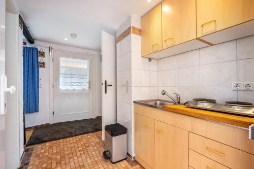 a kitchen with a sink and a counter at Deichkate Deichwinkel in Drochtersen