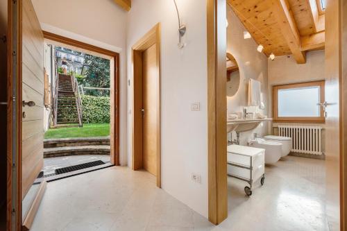 a bathroom with a toilet and a sink at Ca dela Nua front lake in Limone sul Garda