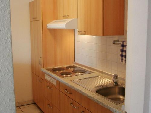 a kitchen with a sink and a counter top at Sommerhof Rauber in Immenstaad am Bodensee