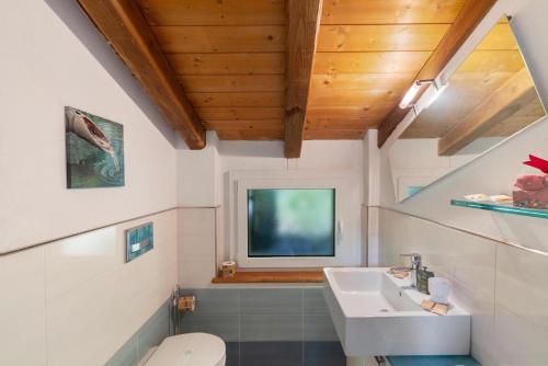 a bathroom with a sink and a toilet at Maison Nature e Relax Zaffiro in Osiglia