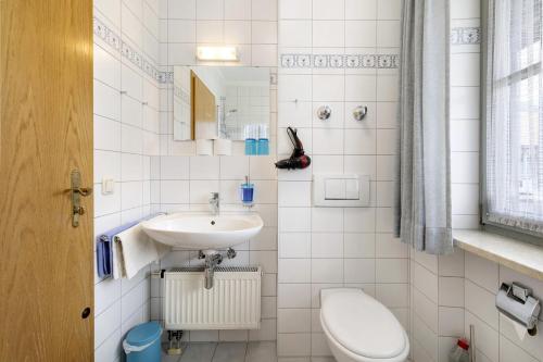 a bathroom with a sink and a toilet at Fewo Brünnstein - Nr 47 Pool, Sauna in Oberaudorf