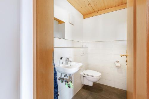 a bathroom with a toilet and a sink at Hochtalblick - Fewo Oren in Bernau im Schwarzwald