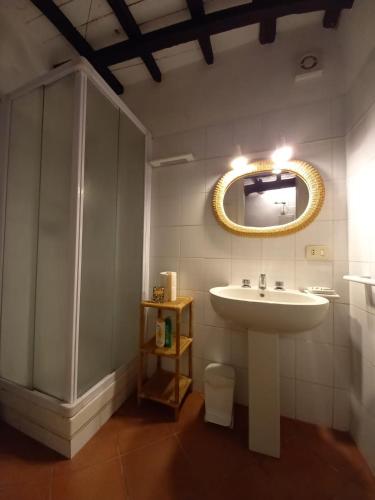 a bathroom with a sink and a mirror at Casa Annamaria in Arcola