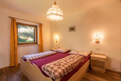 a bedroom with a bed and a window at Ferienwohnung Sella Seis in Siusi