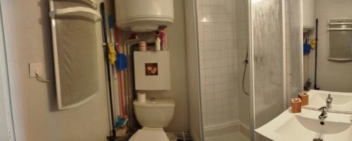 a bathroom with a toilet and a sink at Studio Appartement Grand Serre in La Morte