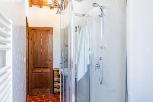 a shower with a glass door in a bathroom at Il Cancellone - Grillo in Montiano