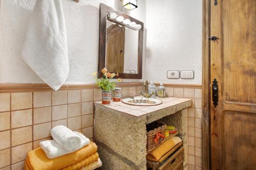 a bathroom with a sink and a mirror at Finca Las Carmenes in Icod de los Vinos