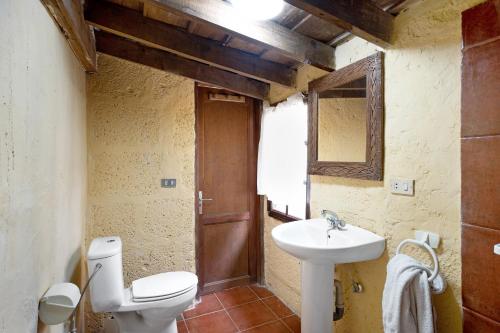a bathroom with a toilet and a sink at Casa El Drago in Arico