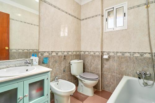 a bathroom with a toilet and a sink at Apartmento Los Alamos in Nerja