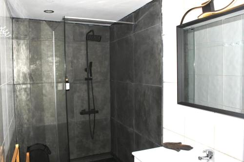 a bathroom with a shower and a sink at D'ouro Prestige Relax in Sanfins do Douro