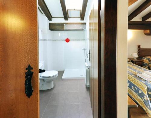 a bathroom with a toilet and a bath tub at Barbenea in Oronoz-Mugaire