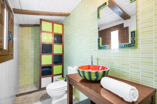 a bathroom with a sink and a toilet at Finca Los Caleros - Algorfa in Algorfa